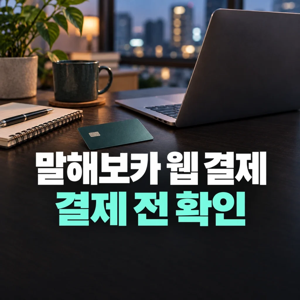 카드와 노트북이 있는 웹 결제 준비 책상